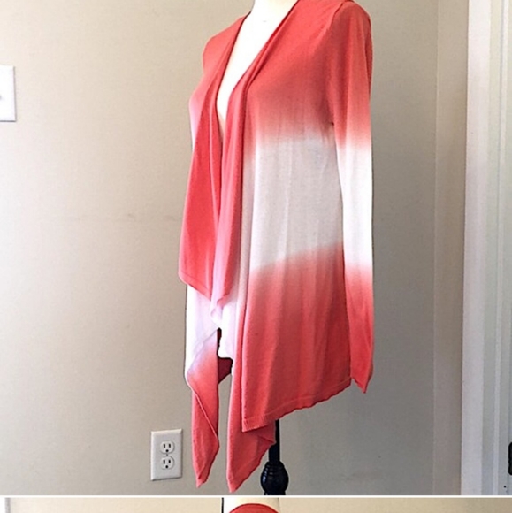 3/$35 Verve orange/white striped flutter front open cardigan - Picture 3 of 8